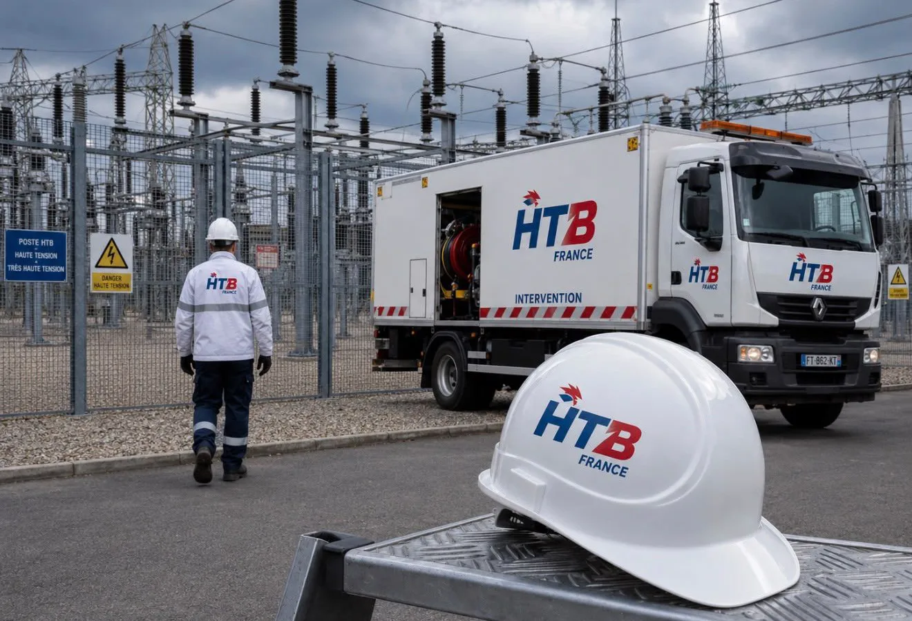 Camion d'intervention HTB France dans un poste haute tension