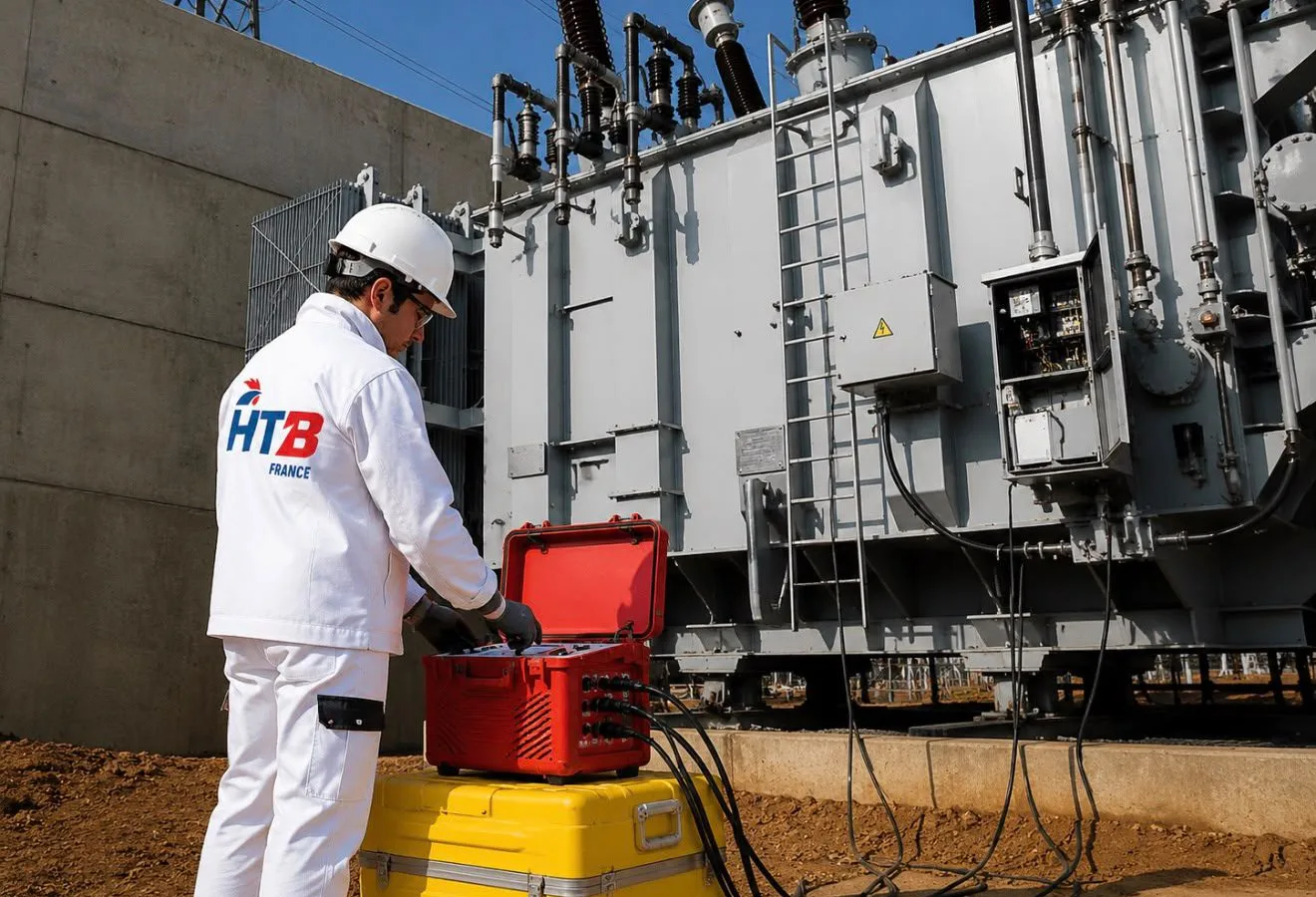 Essais électriques sur un transformateur de poste HTB