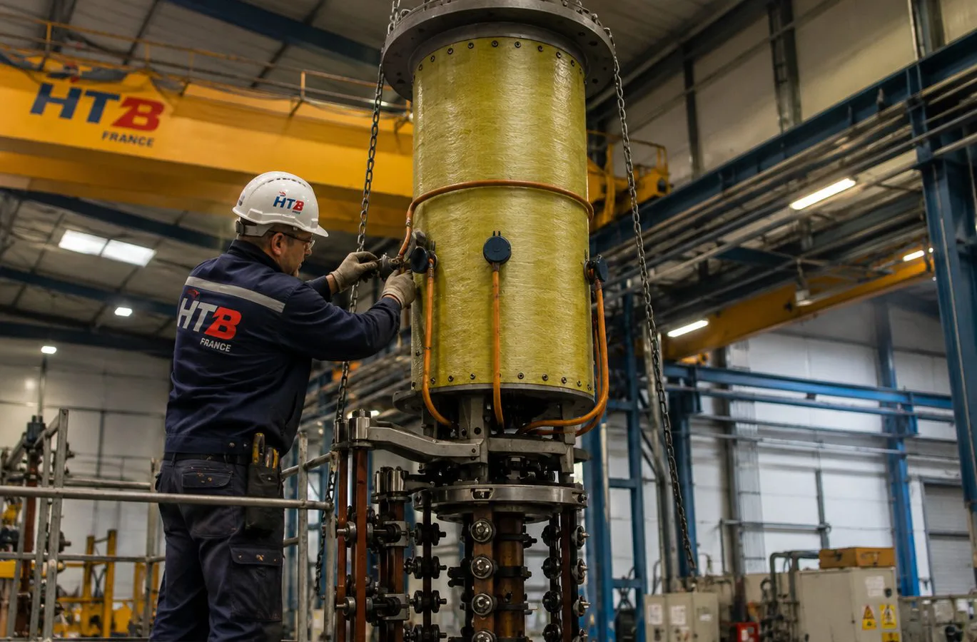 Levage d'une partie active de transformateur en atelier de reconditionnement